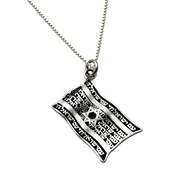 Israeli Flag Necklace with Am Israel Chai in 925 Sterling Silver