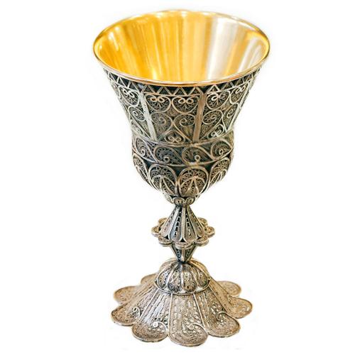 Sterling Silver Filigree Gilded Kiddush Cup