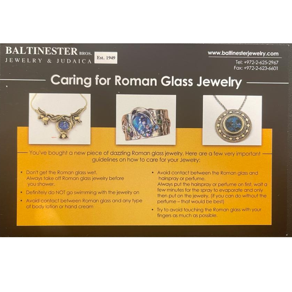 14k Gold Roman Glass Tear Drop Earrings