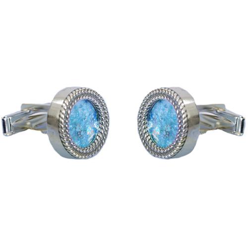 Silver Roman Glass Cufflinks