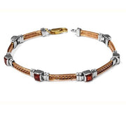 14K Yellow, White, and Rose Gold Garnet Bracelet