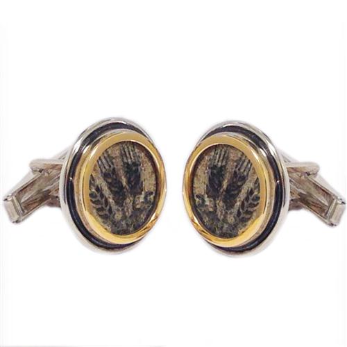 Silver and 14k Gold Round King Agrippa Coin Cufflinks
