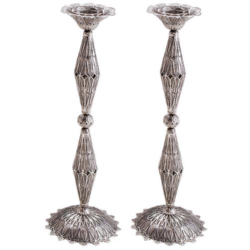Sterling Silver Tall Filigree Candlesticks