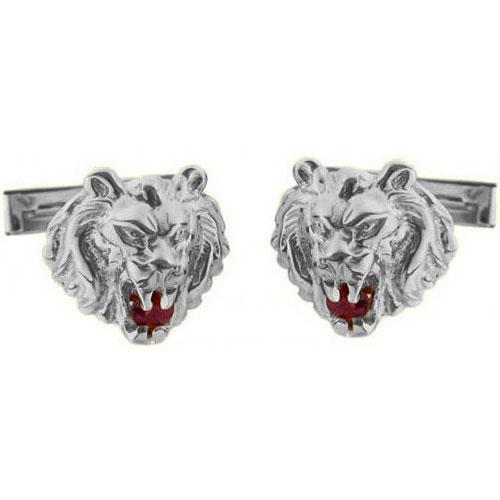 Sterling Silver Ruby Lion of Judah Cufflinks