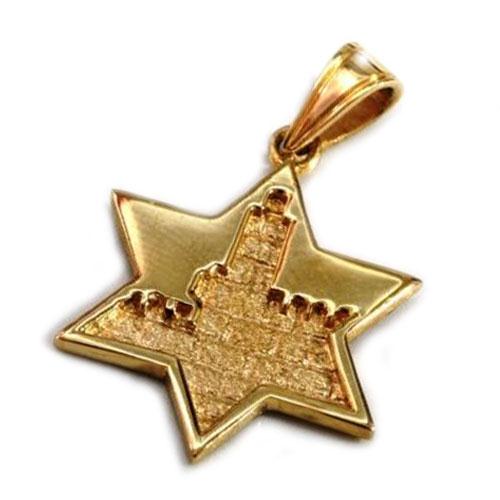 14K Gold Jerusalem Star of David Pendant