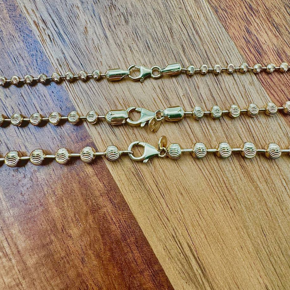 14K Gold Medium Diamond Cut Ball Chain - 4 MM