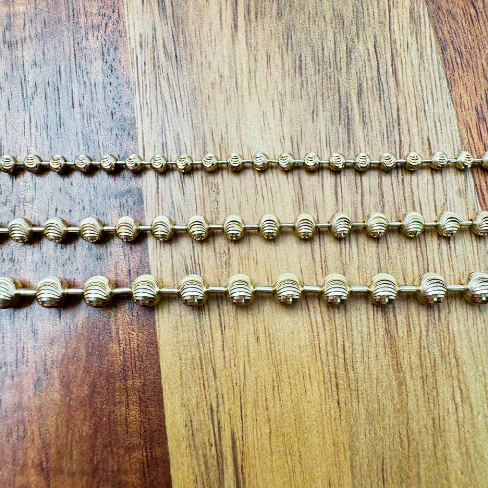 14K Gold Medium Diamond Cut Ball Chain - 4 MM