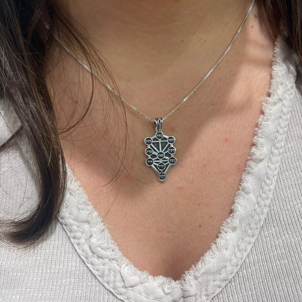 Ten Sephirot Oxidized Silver Kabbalah Pendant