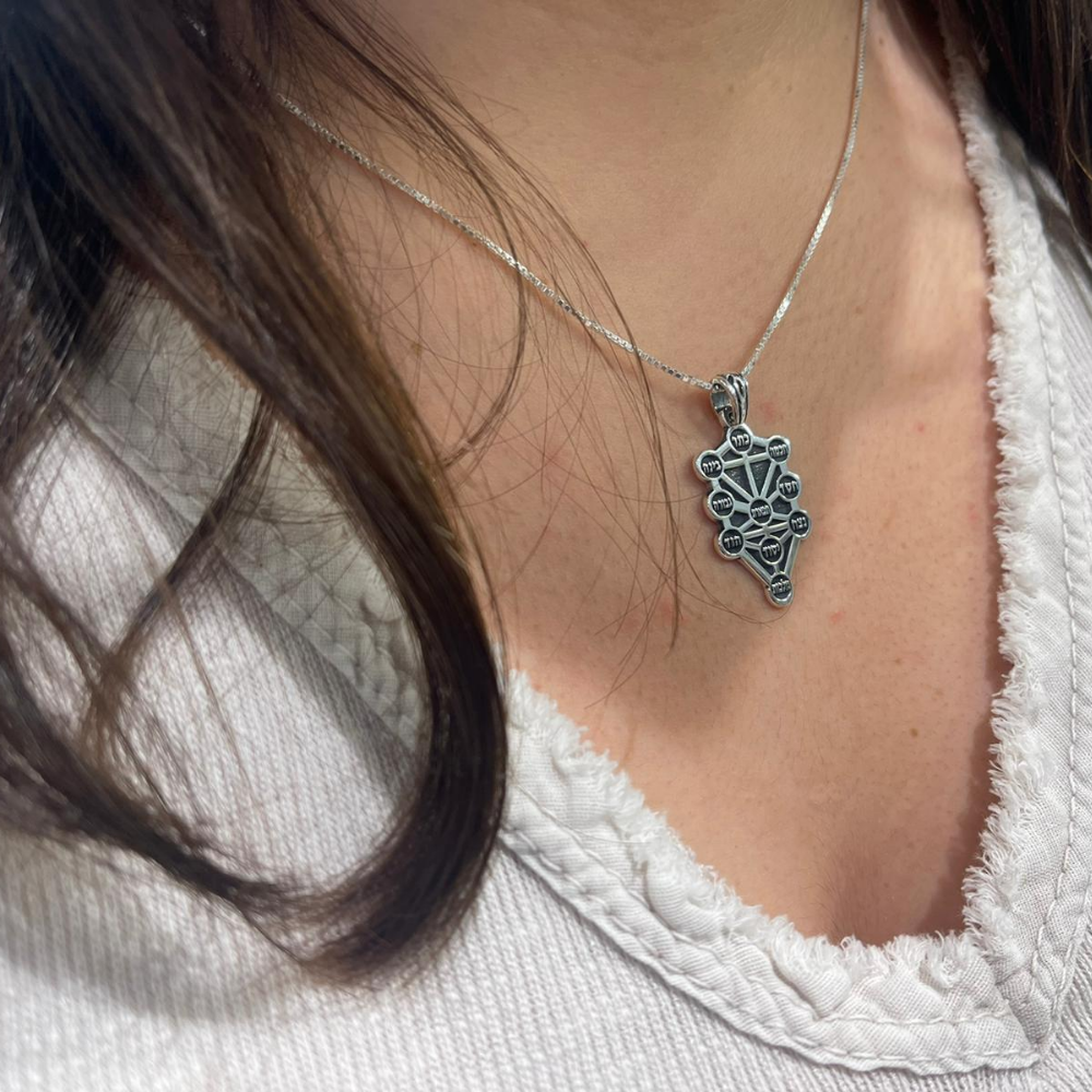 Ten Sephirot Oxidized Silver Kabbalah Pendant