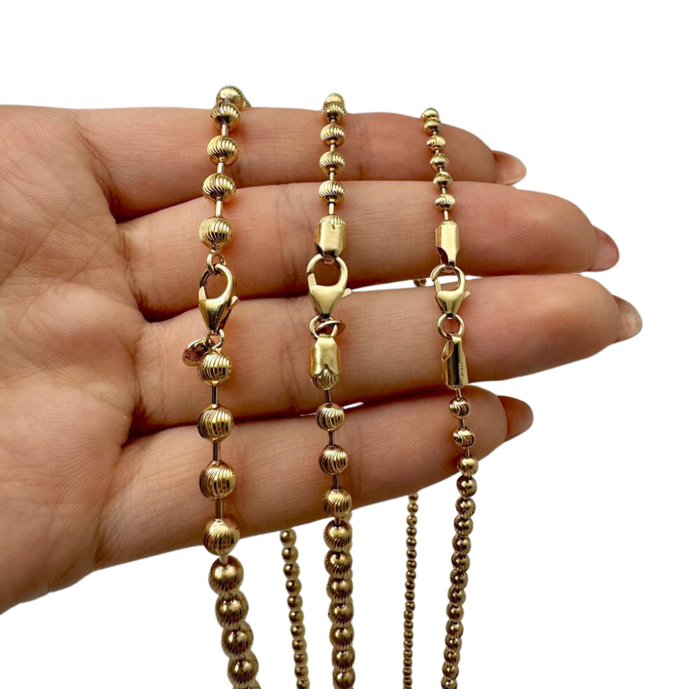 14K Gold Large Diamond Cut Ball Chain - 5mm Heavyweight