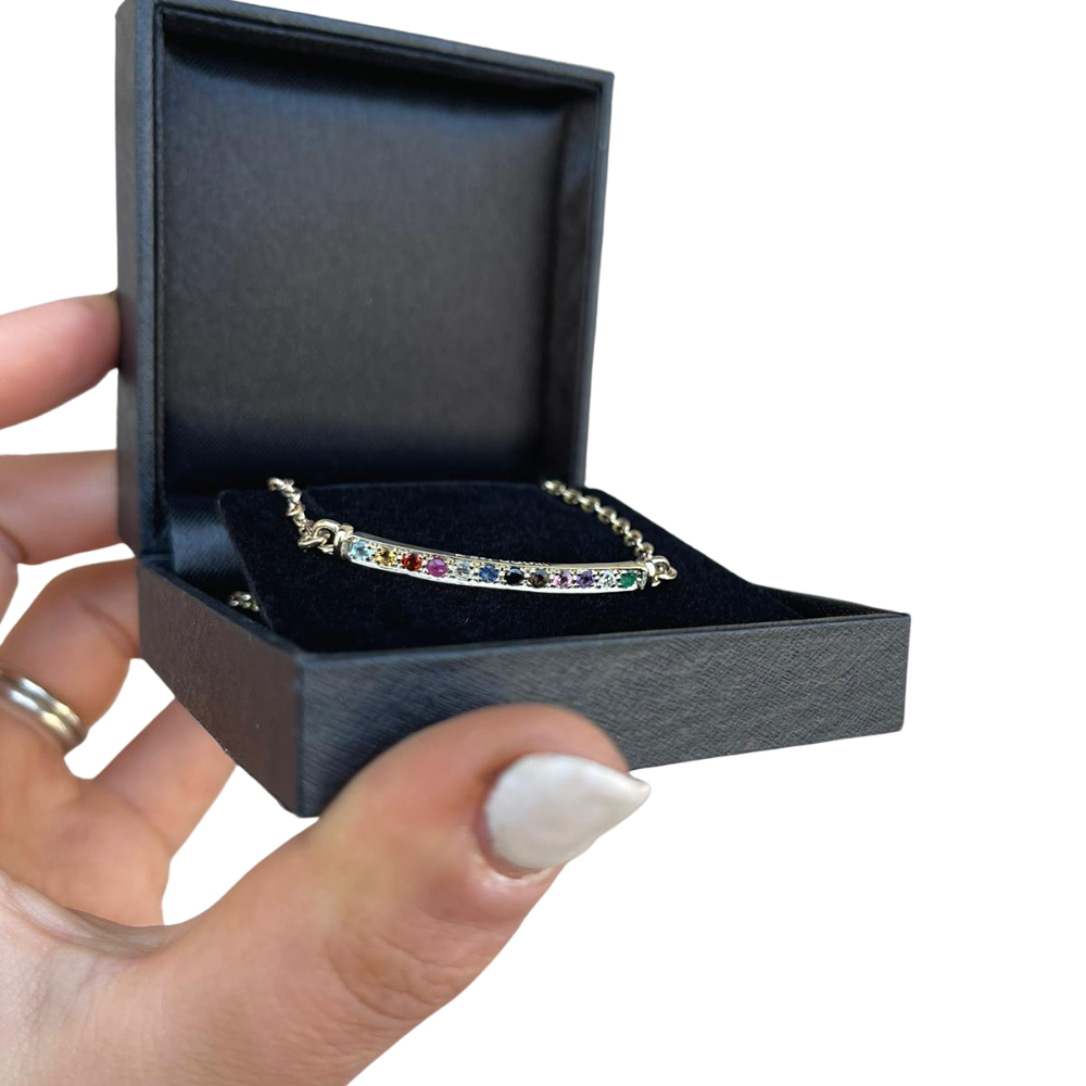 12 Tribes Hoshen Slim Bracelet with Semi Precious Stones in 14k Gold