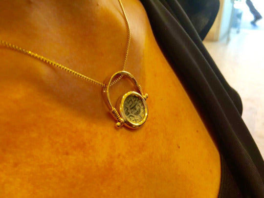 14k Gold Ancient Masada Coin Ring-cum-Pendant