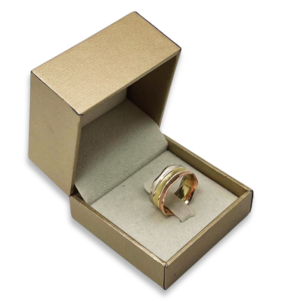 14k Tri-Color Gold Florentine Wedding Ring