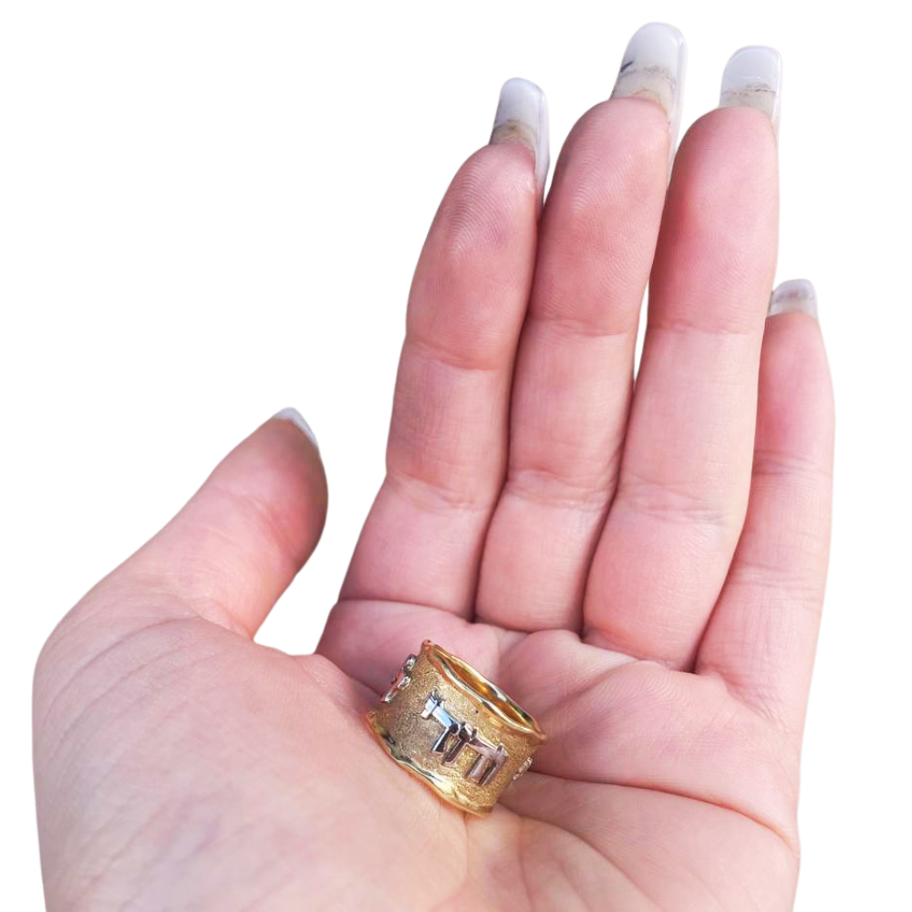 Jewish Wedding Band in 14k Two Tone Gold Ani L'Dodi