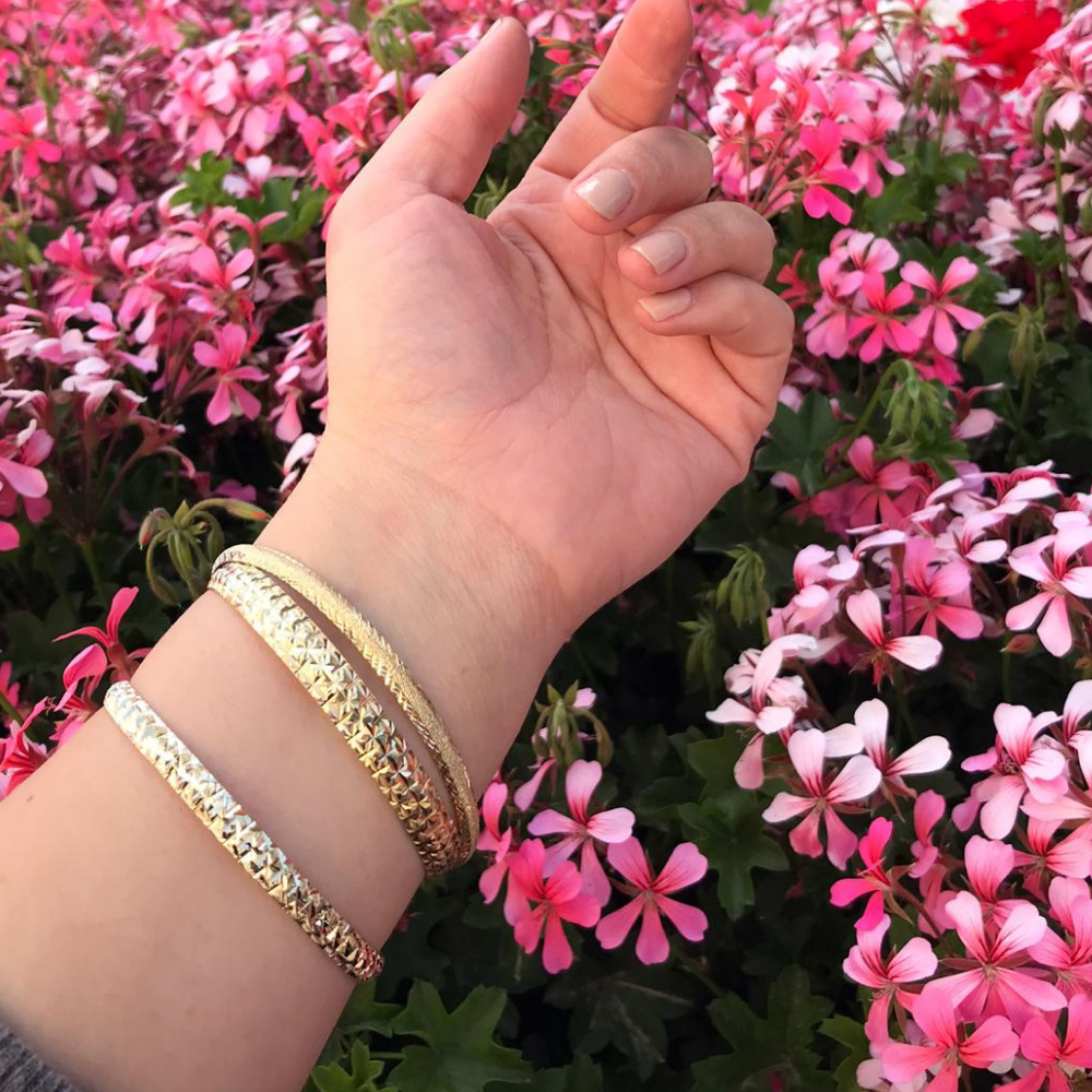 Designer Moroccan Stacking Bangle in 14k Gold