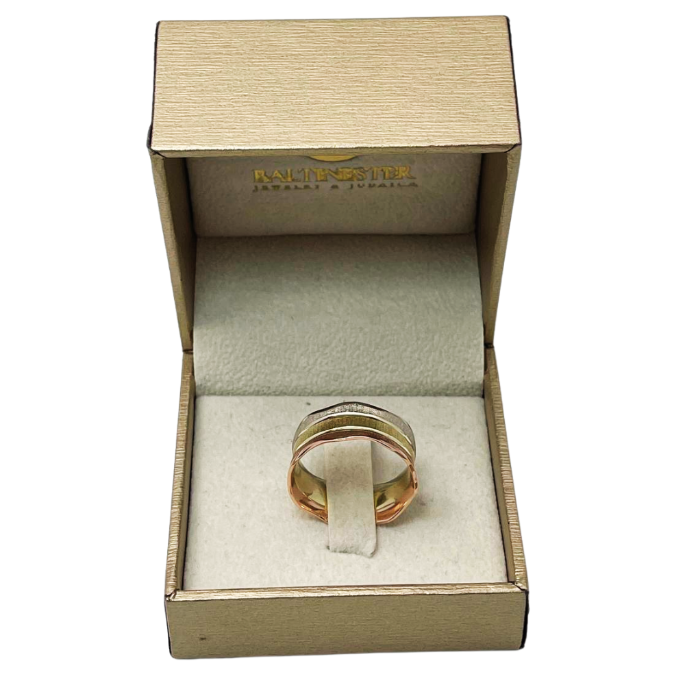 14k Tri-Color Gold Florentine Wedding Ring