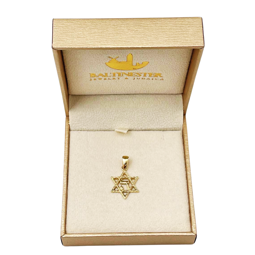 Star of David Hashem 14K Gold Pendant
