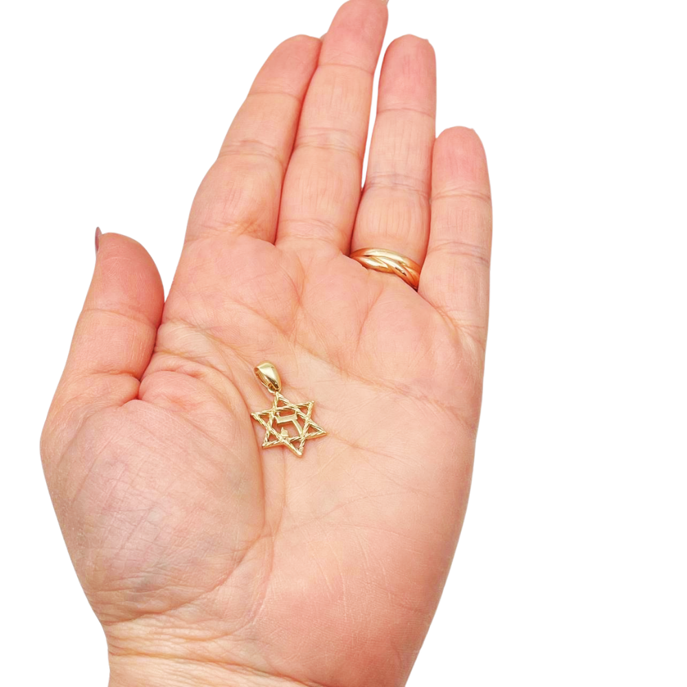 Star of David Hashem 14K Gold Pendant