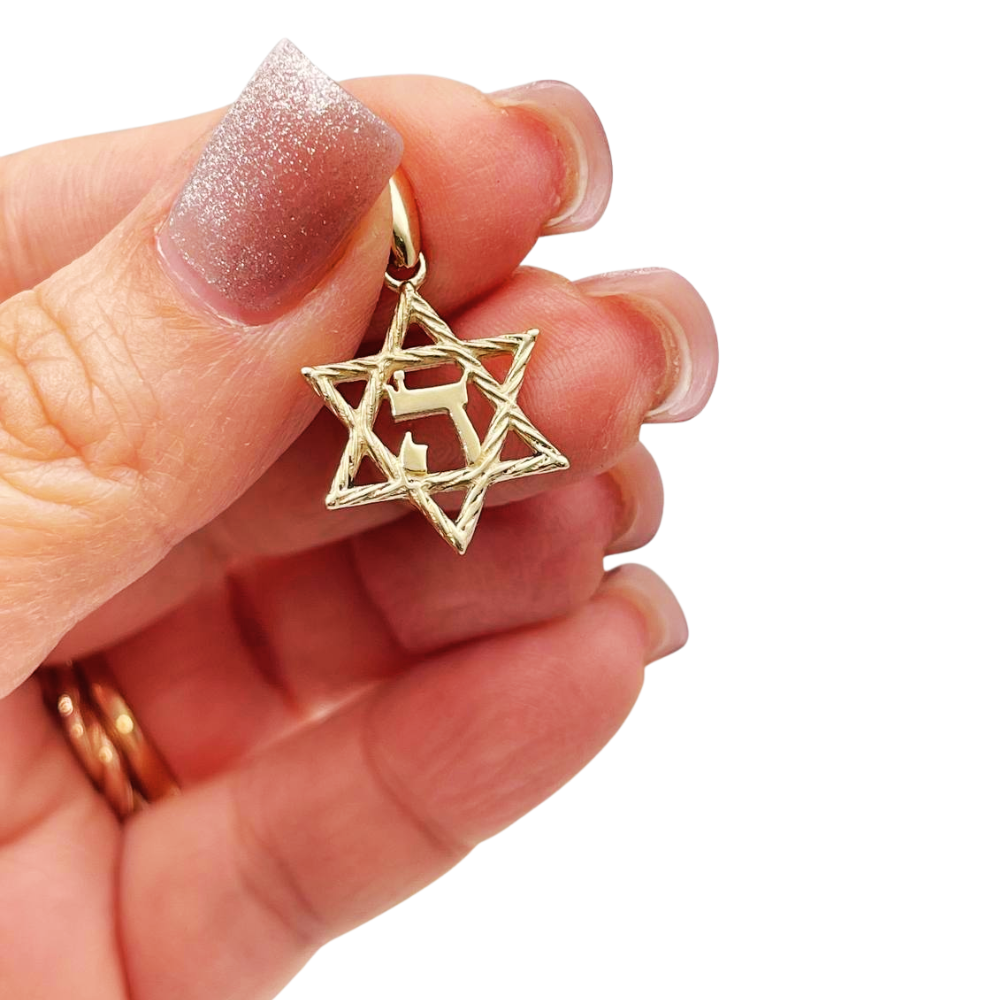 Star of David Hashem 14K Gold Pendant