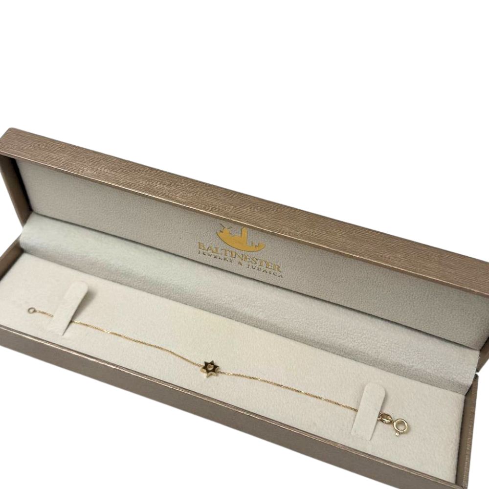 14K Yellow Gold Star of David Heart Bracelet
