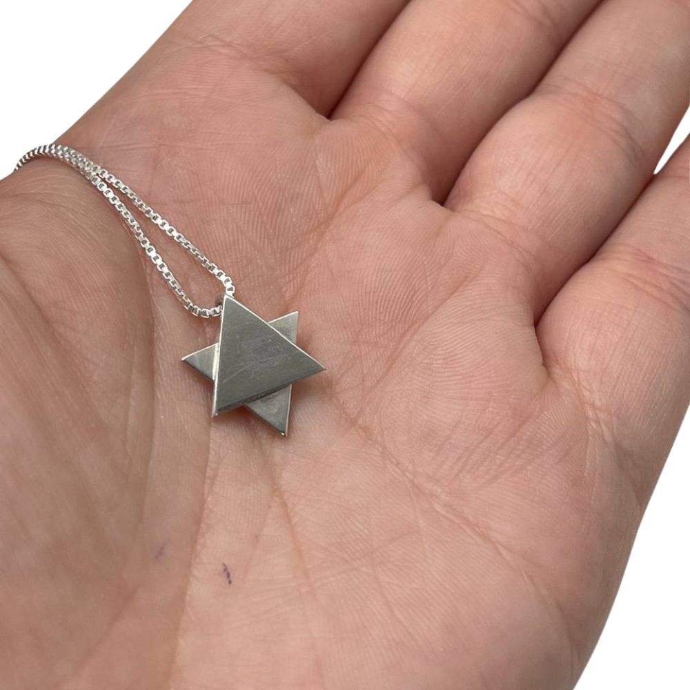 Star of David Necklace in Sterling Silver Movable Triangle