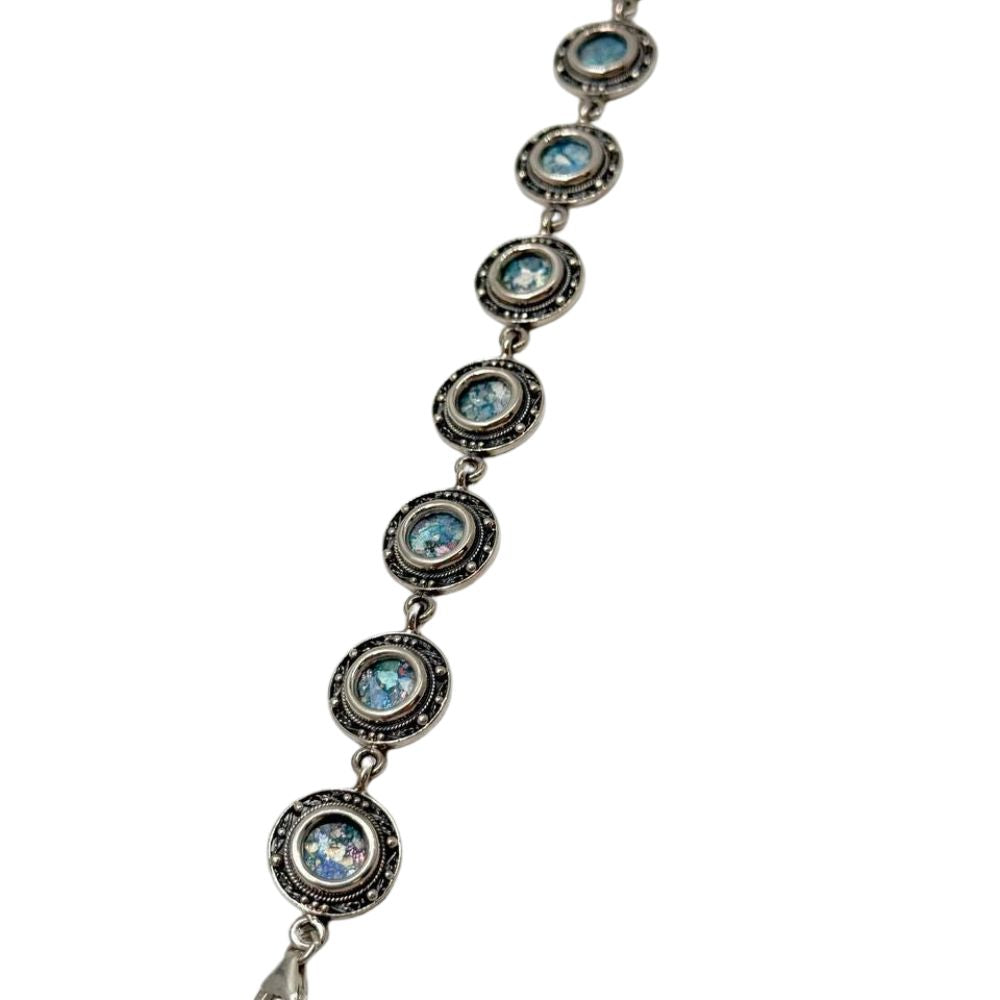 Roman Glass Bracelet in Sterling Silver