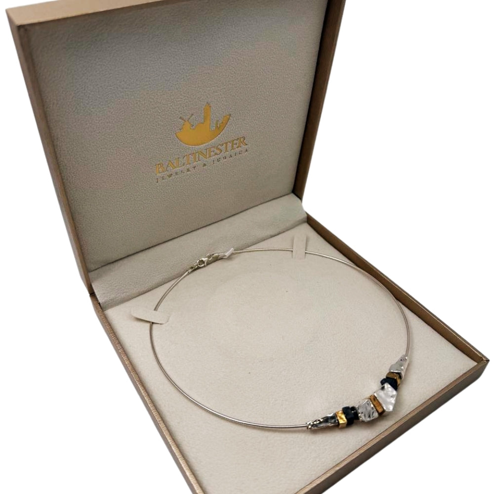 Lightweight Mixed Metal Silver & Gold Plated Statement Necklace