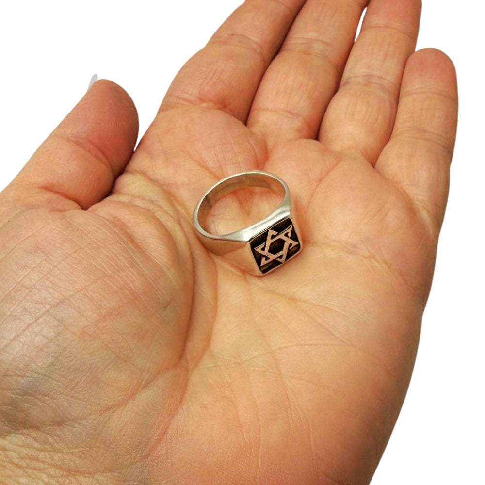 Sterling Silver Star of David Oxidized Ring