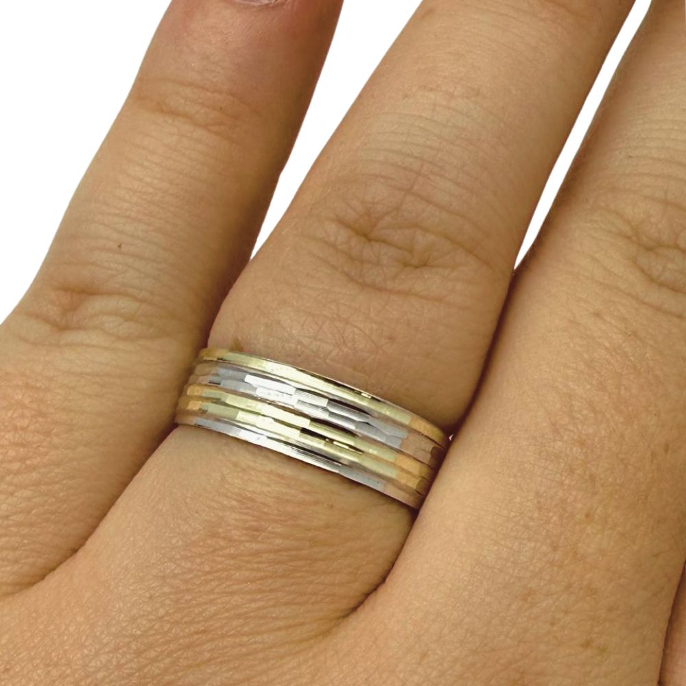 Two Tone 14K Gold Wedding Ring 8mm Unisex Gold Band