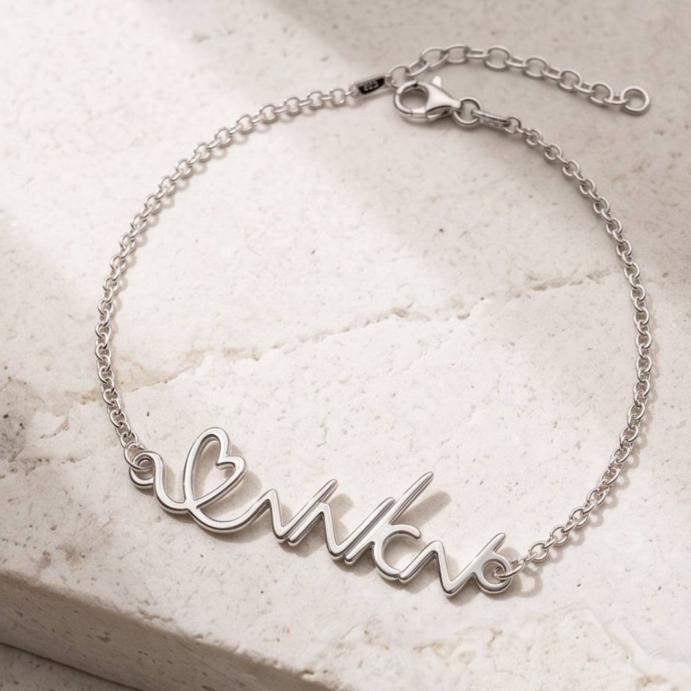 Personalized Sterling Silver Name Bracelet – Custom Script Name