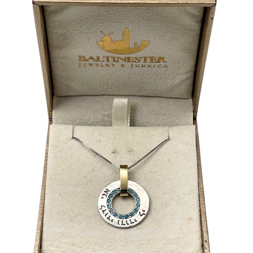 9K Gold & Sterling Silver Turquoise Necklace – Ani LeDodi Hebrew Love Blessing