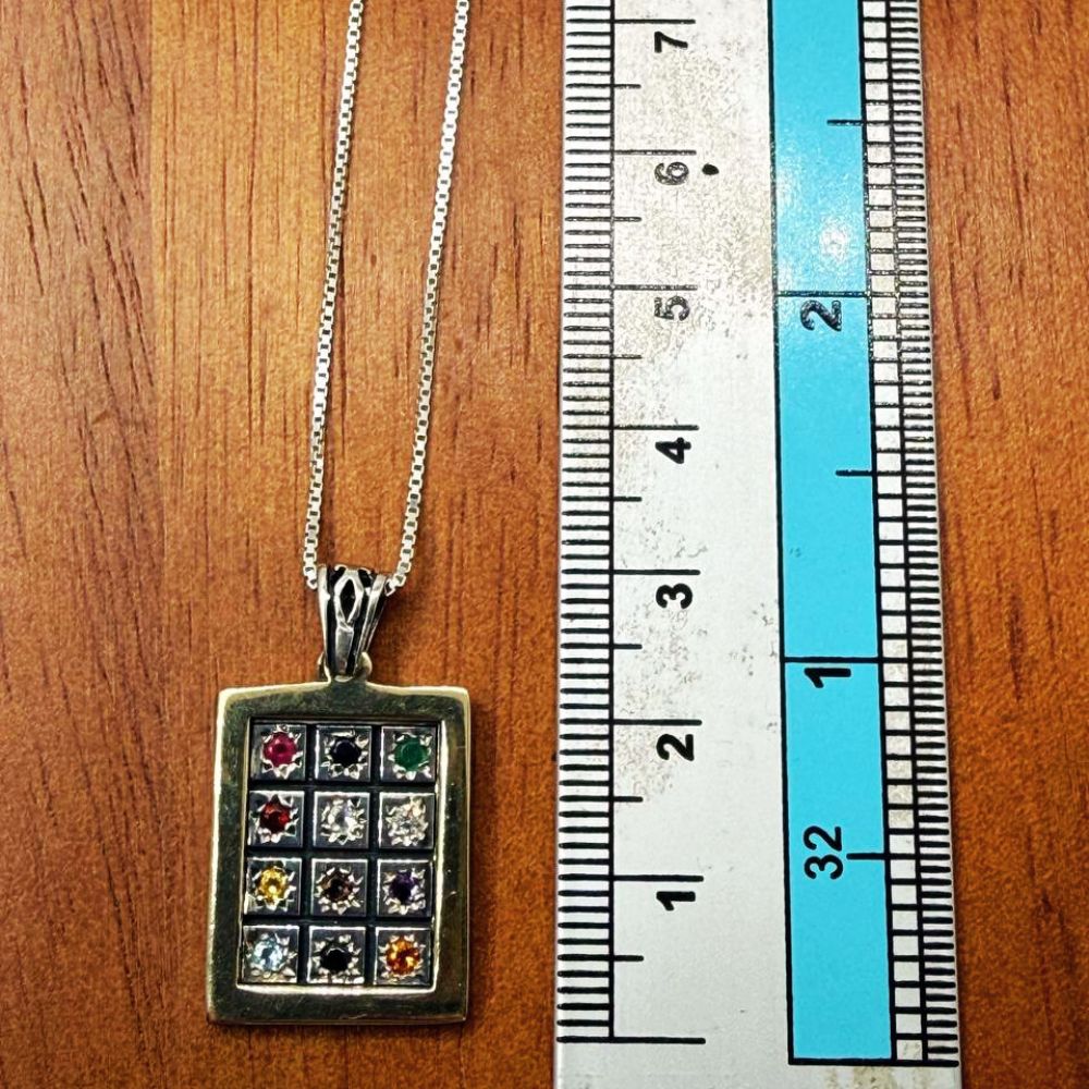 Hoshen Pendant Necklace in Sterling Silver & 9K Gold