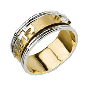 14k Gold Two Tone Matte Ani L'dodi Spinning Ring