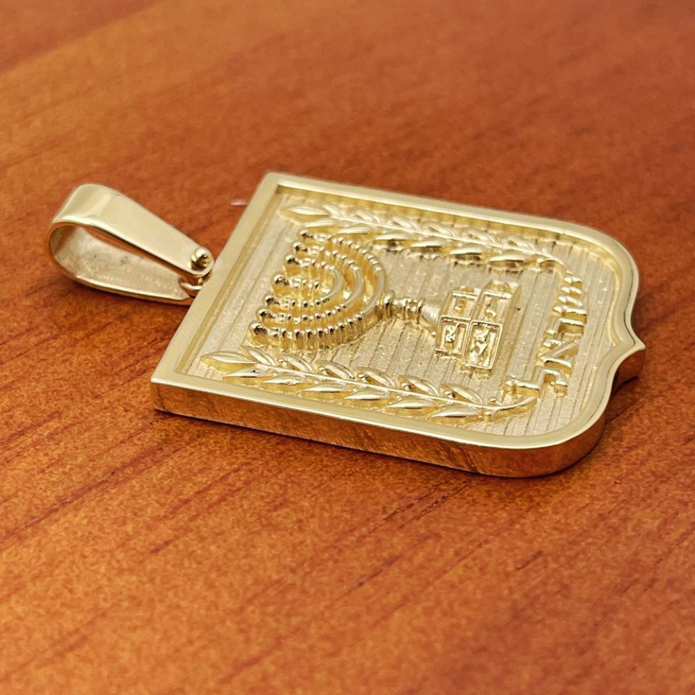Emblem of Israel Pendant for Men in 14K Gold - Large