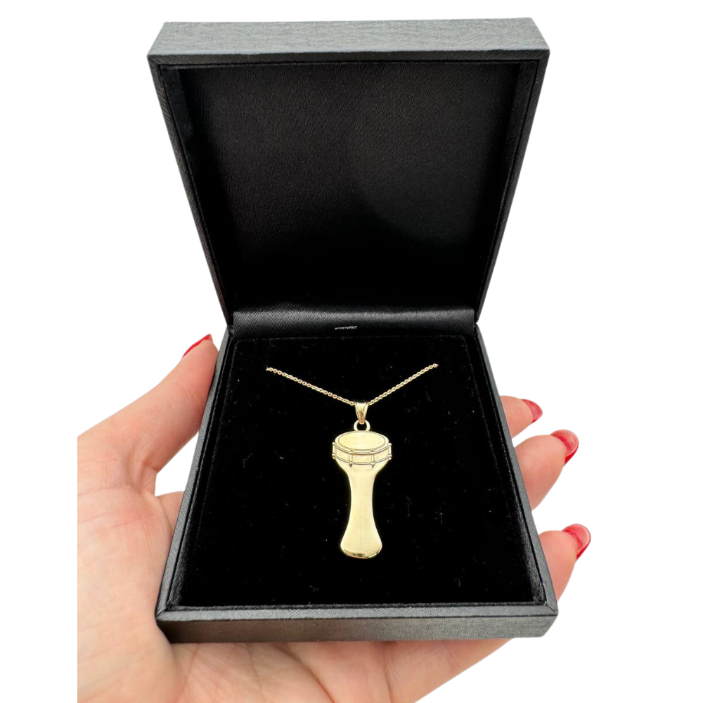 Darbuka Drum Pendant in 14K Gold
