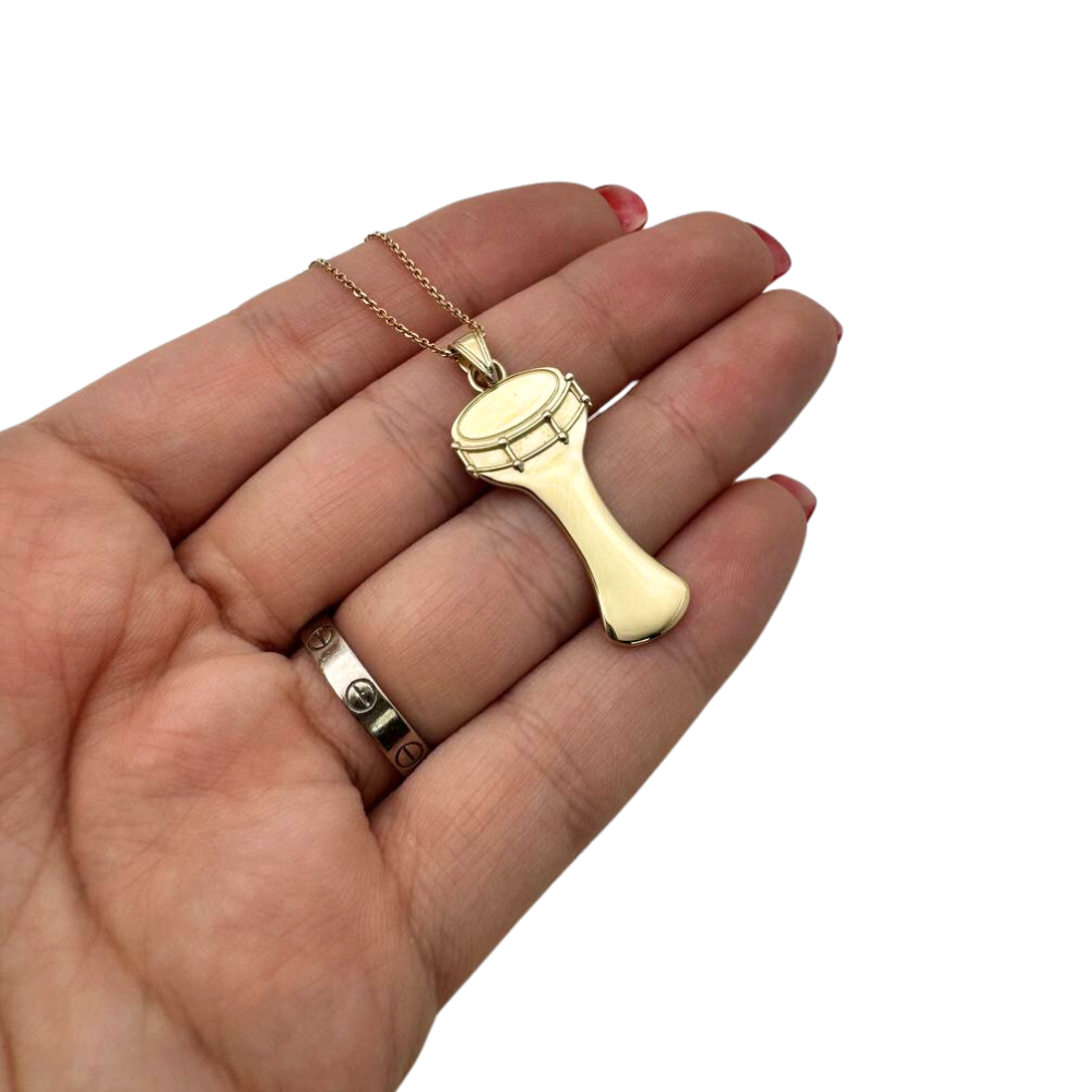Darbuka Drum Pendant in 14K Gold