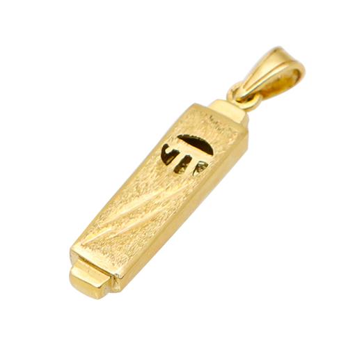14k Gold Mezuzah Chai Pendant