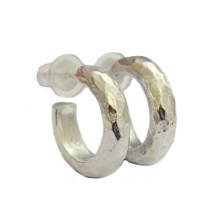 Sterling Silver Hammered Hoop Earrings
