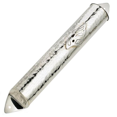 Hammered Sterling Silver Domed Mezuzah Case