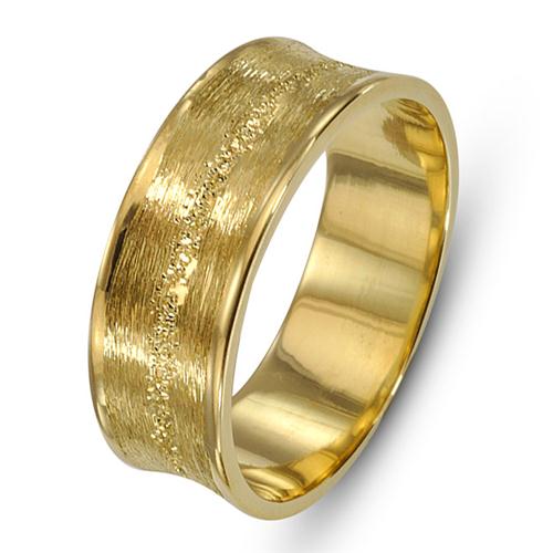 14k Gold Wire Brushed Stardust Wedding Ring