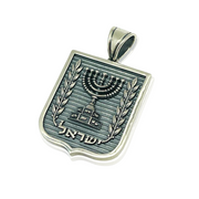 Emblem of Israel Pendant for Men in Silver - Large
