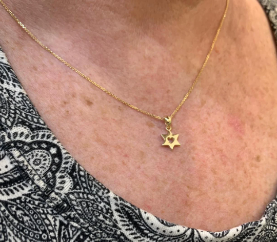 Dainty Heart Star of David 14K Gold Charm