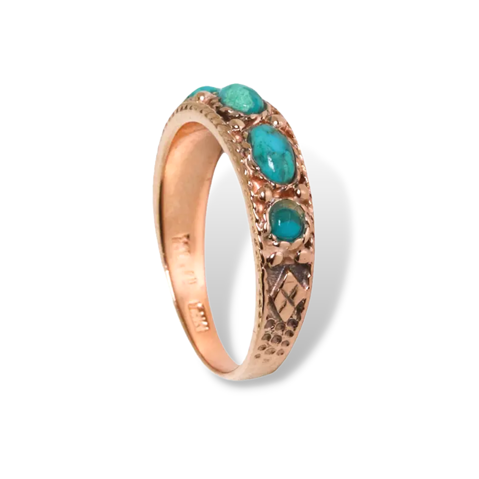 Vintage Style 14K Rose Gold Ring with Arizona Turquoise
