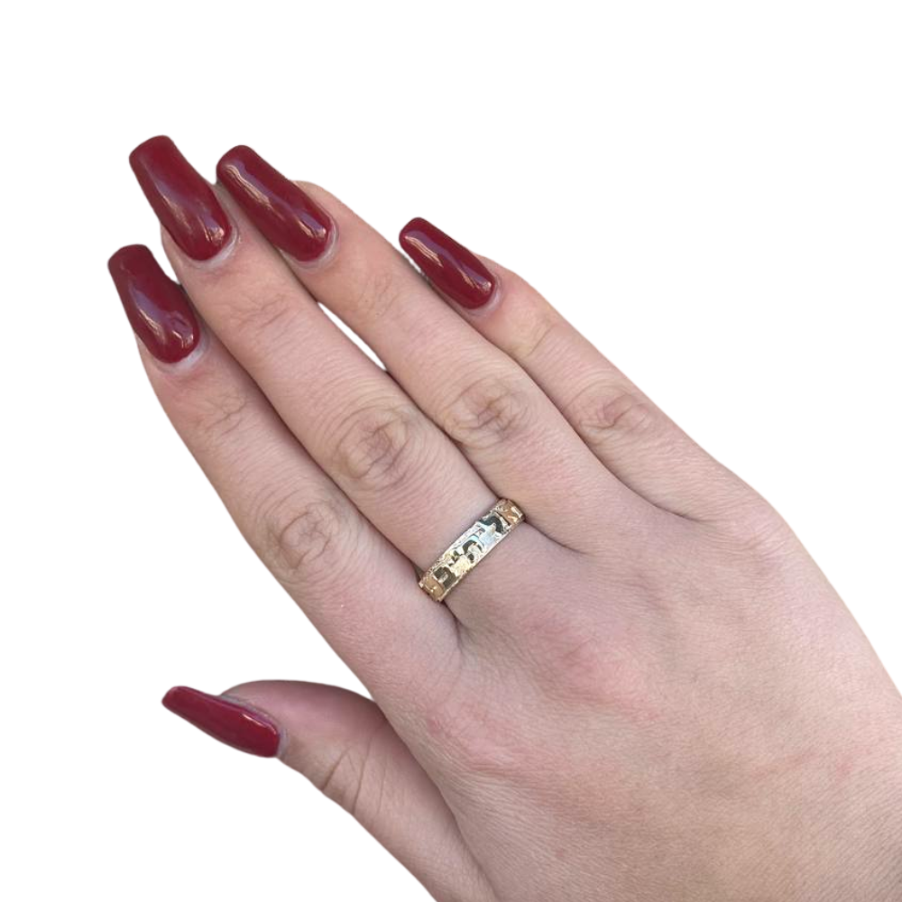 Gold Hebrew Ring with Ani L'dodi - 14k Brushed Gold