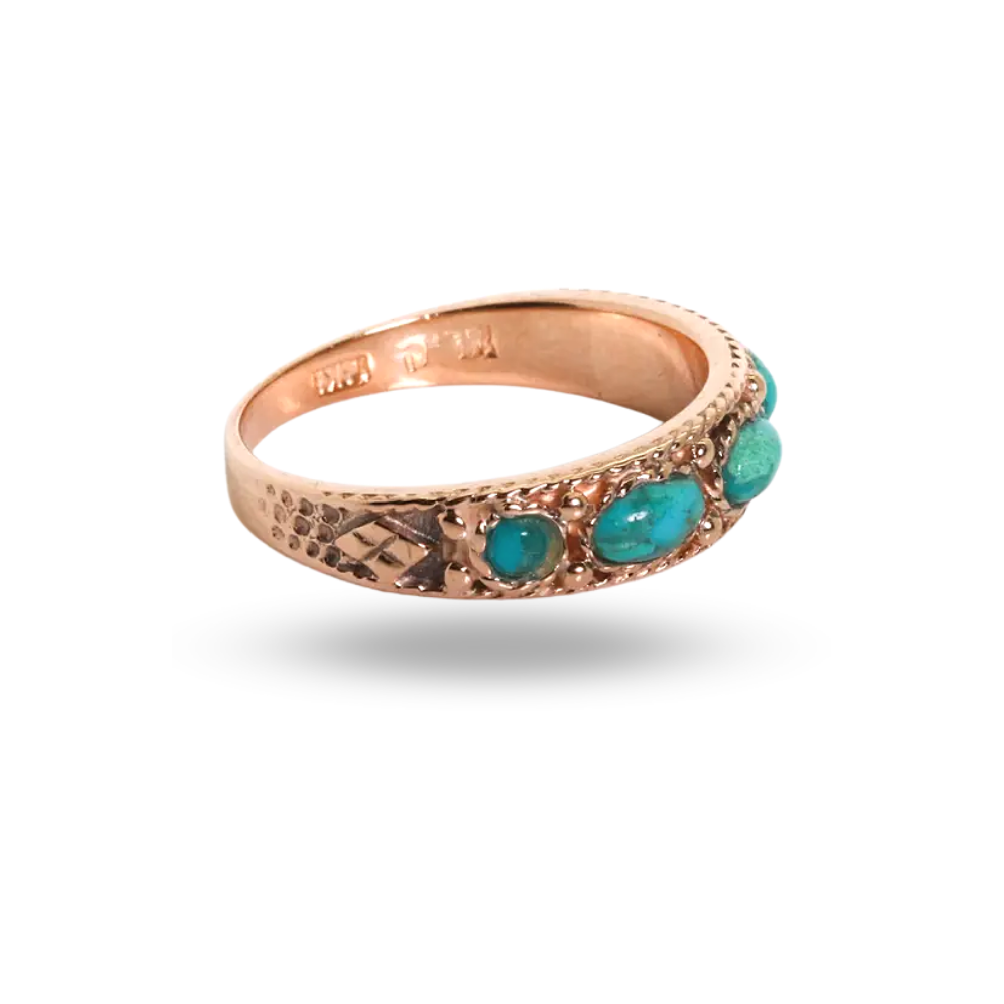 Vintage Style 14K Rose Gold Ring with Arizona Turquoise