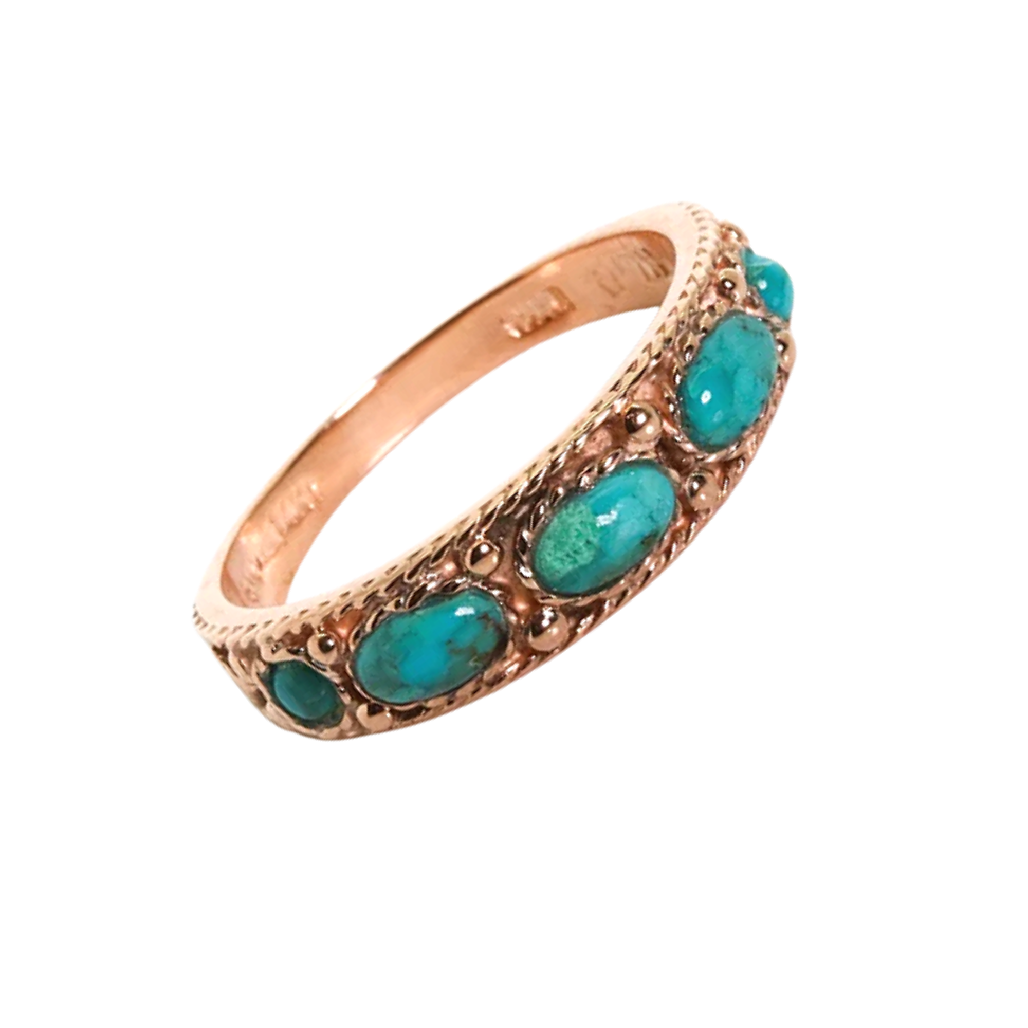 Vintage Style 14K Rose Gold Ring with Arizona Turquoise
