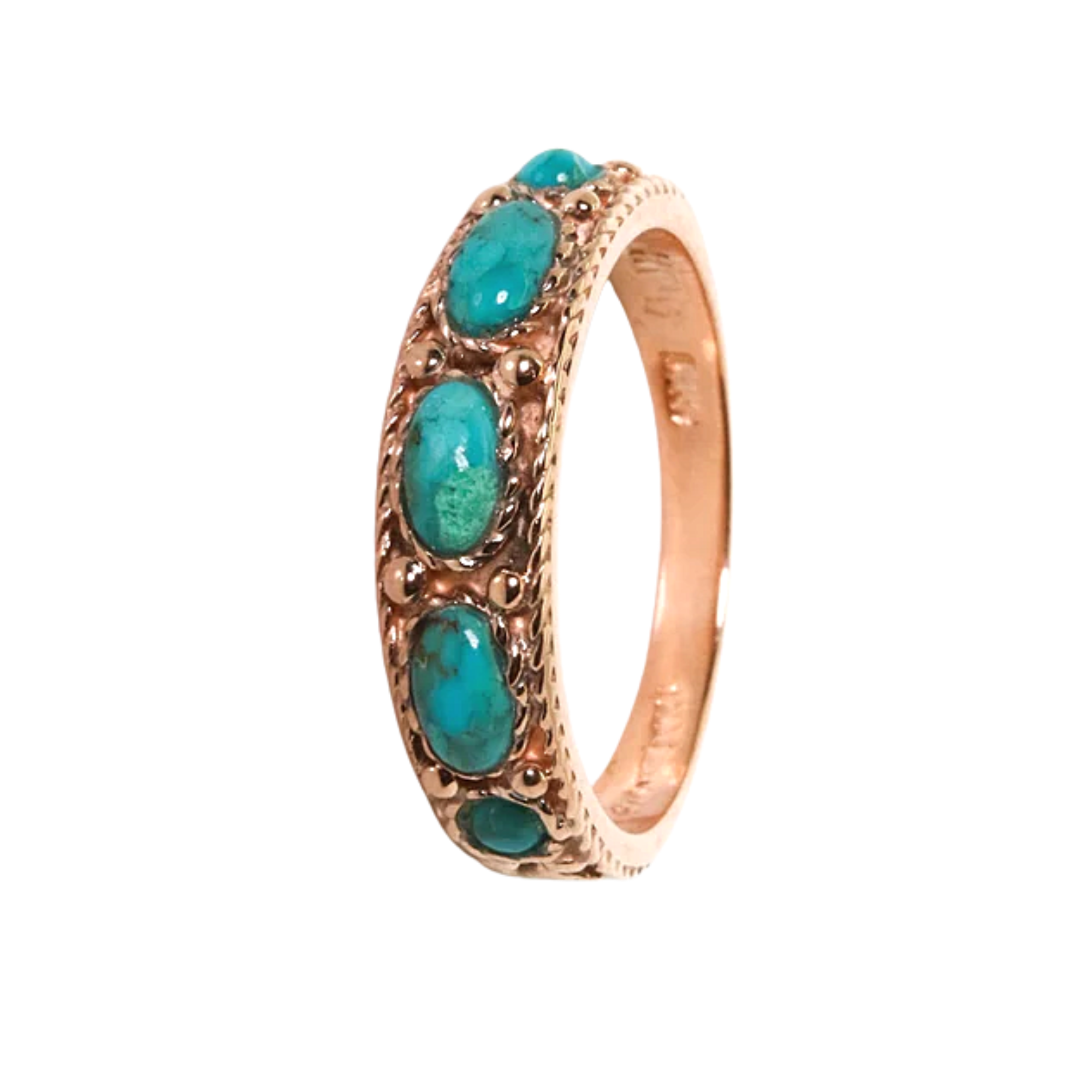 Vintage Style 14K Rose Gold Ring with Arizona Turquoise