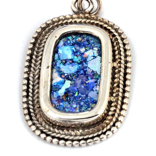 Silver Roman Glass Rounded Beaded Earrings