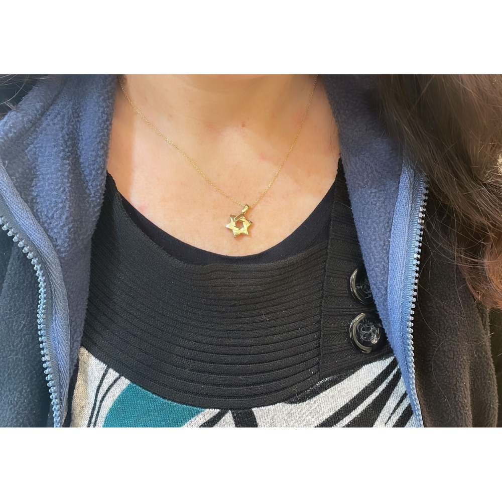 Pillow Intertwined 14k Gold Star of David Pendant