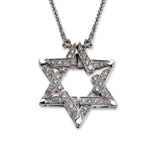 14k Gold Diamond Expandable Star of David Butterfly Necklace